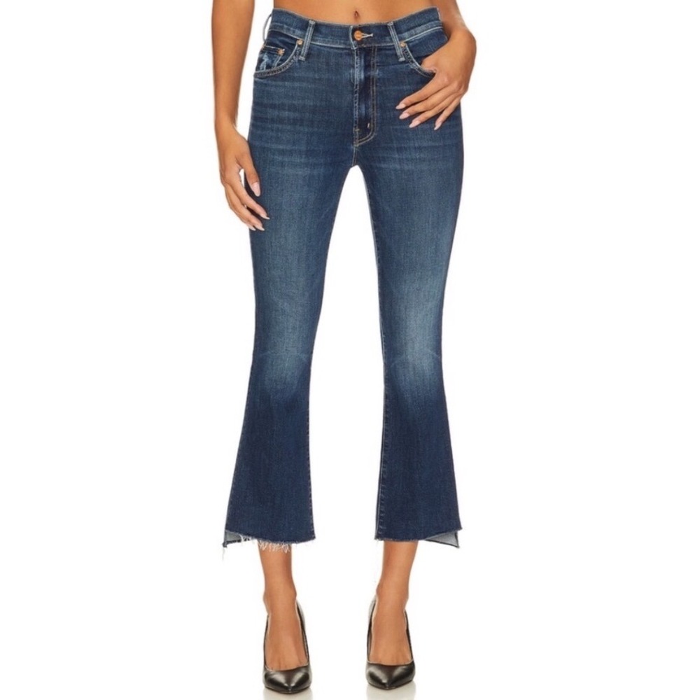 MOTHER The Insider Crop Step Fray Jeans Teaming Up Size 31 Dark Wash